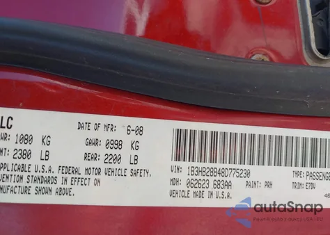 2008 Dodge Caliber Se from USA, damaged, VIN 1B3HB28B48D775230